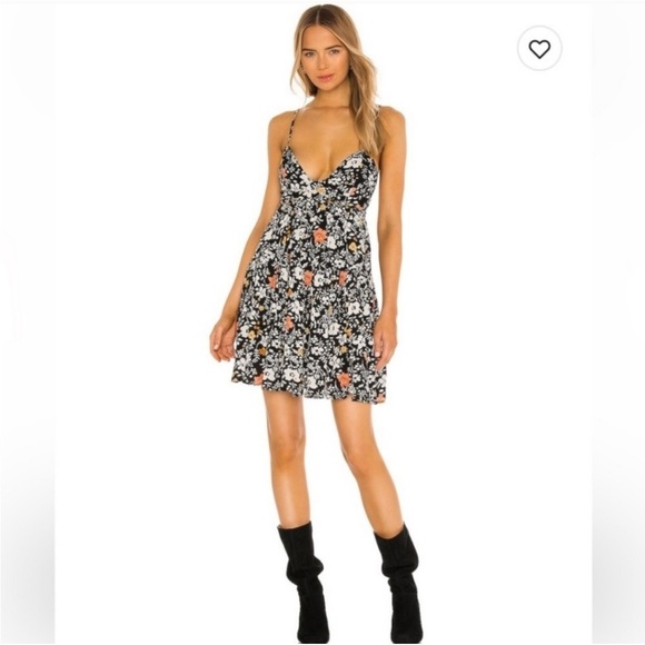 Free People Dresses & Skirts - Free People Kaley Mini Dress in Black Floral Size 6